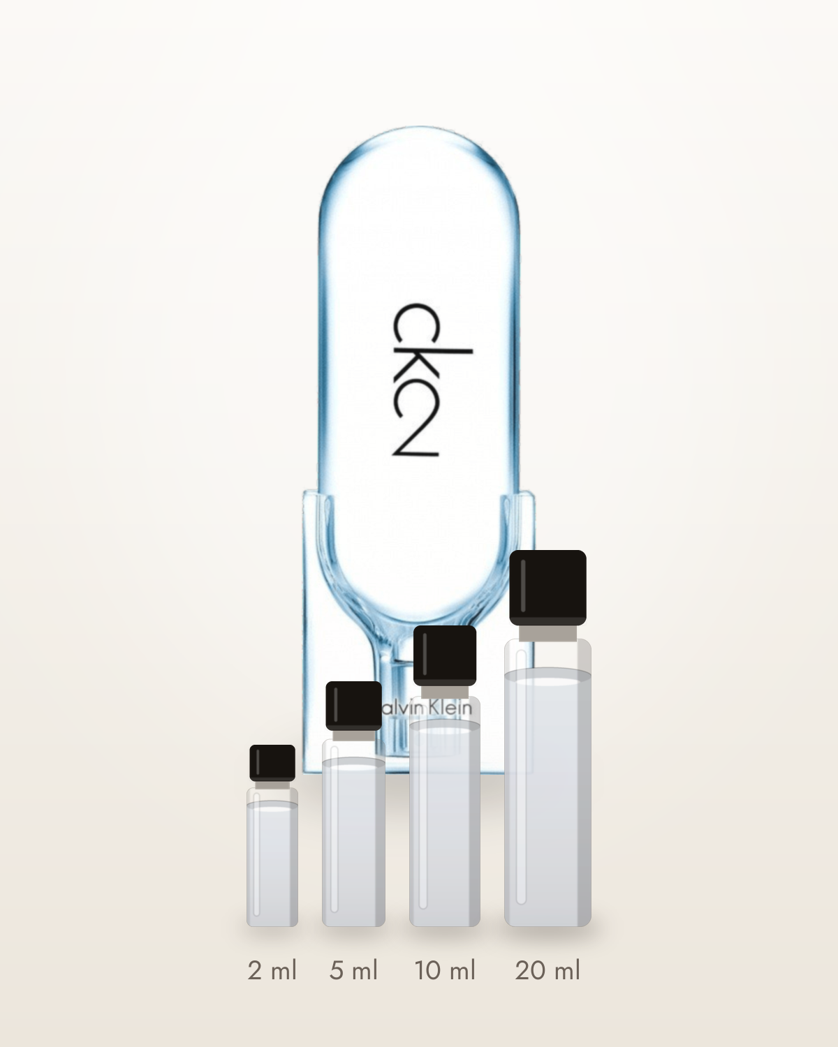 Calvin Klein CK2 – Abfüllungen in 2, 5, 10 und 20 ml vor dem Flakon
