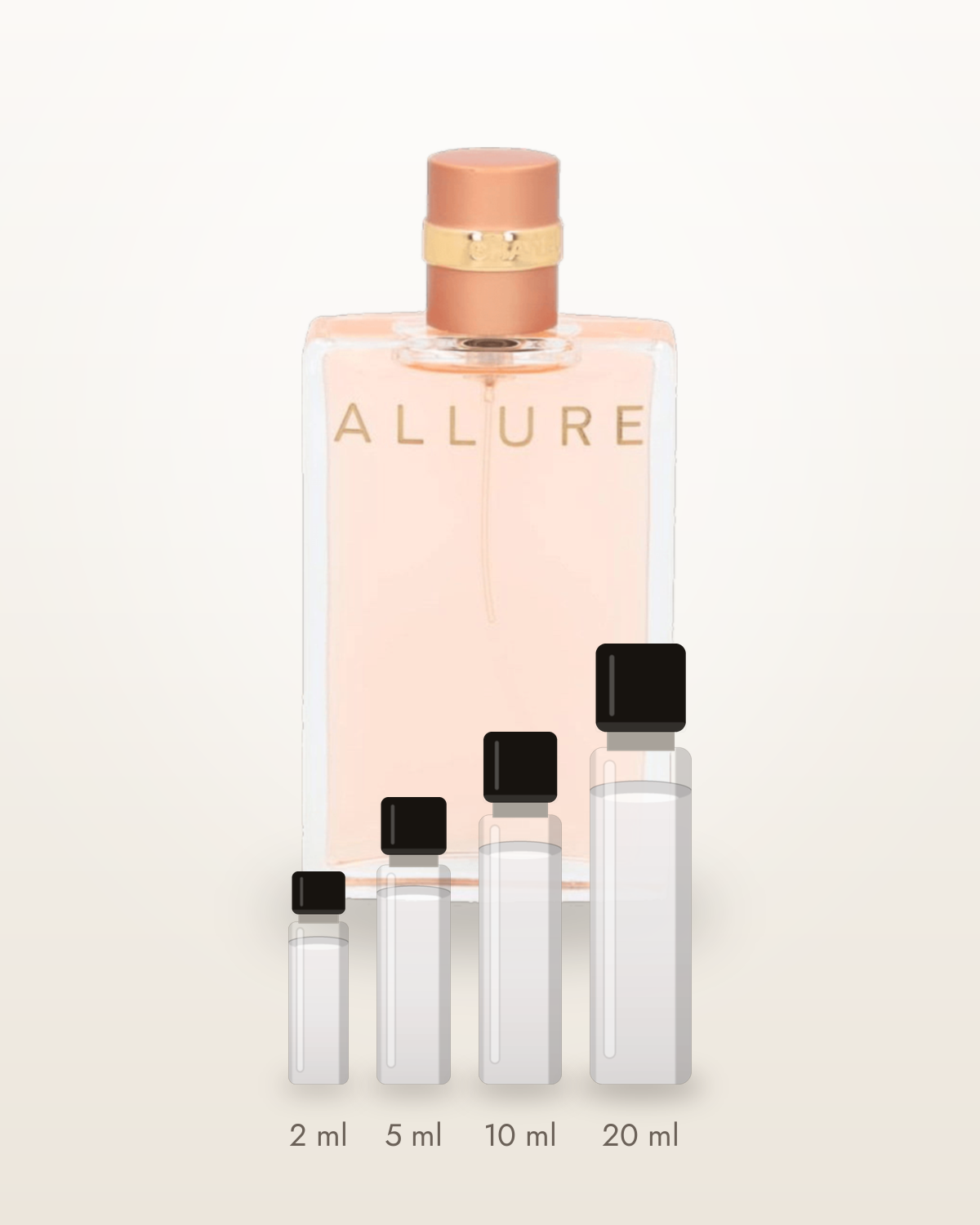 Chanel Allure – Abfüllungen in 2, 5, 10 und 20 ml vor dem Flakon