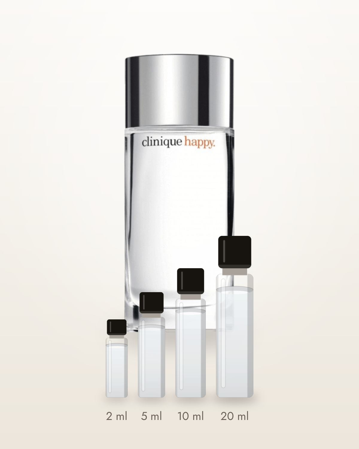 Clinique Happy – Abfüllungen in 2, 5, 10 und 20 ml vor dem Flakon