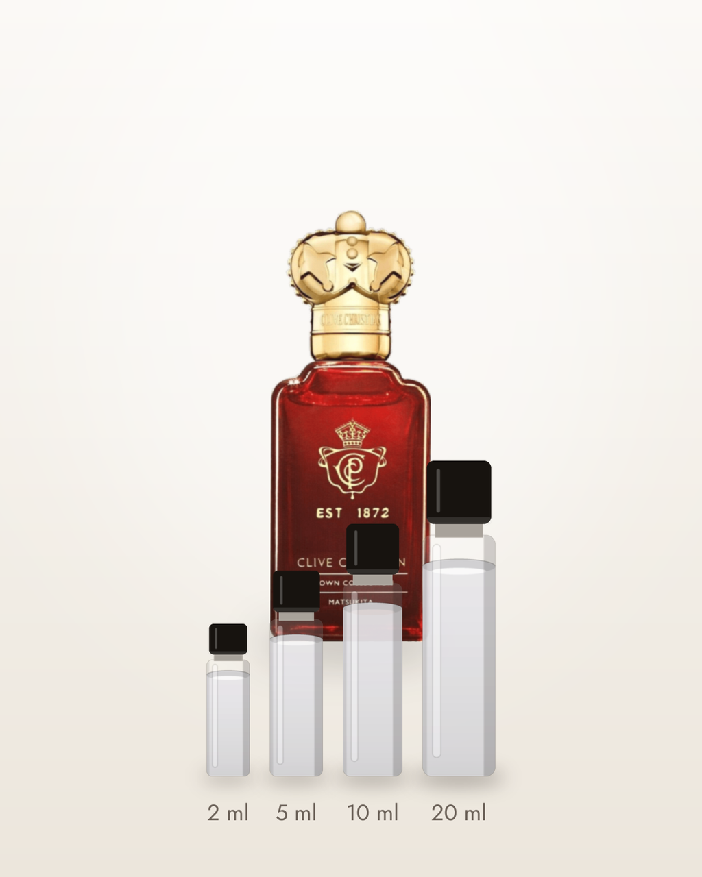 Clive Christian Matsukita – Abfüllungen in 2, 5, 10 und 20 ml vor dem Originalflakon