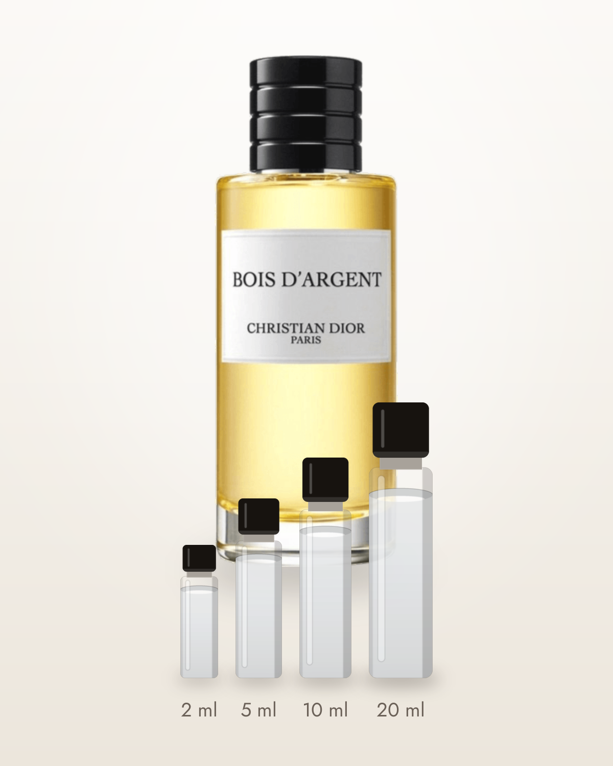Dior Bois d'Argent – Abfüllungen in 2, 5, 10 und 20 ml vor dem Flakon