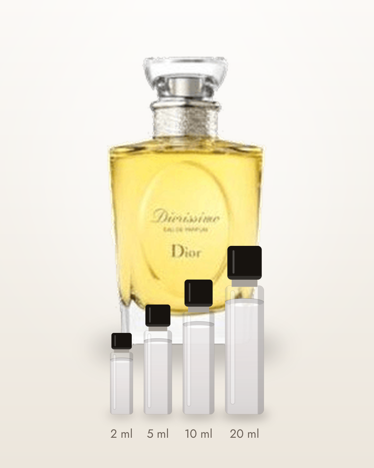 Dior Diorissimo – Abfüllungen in 2, 5, 10 und 20 ml vor dem Flakon