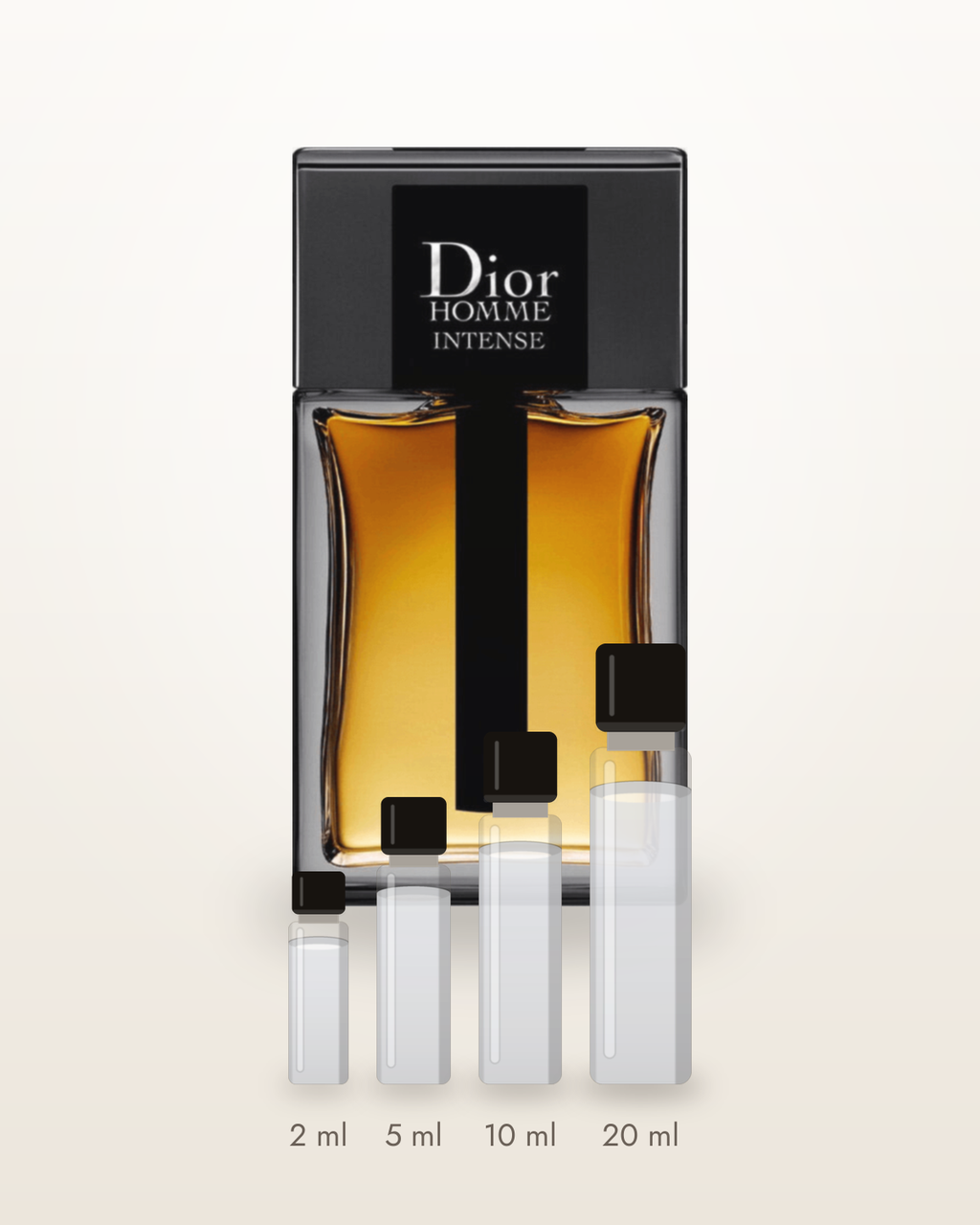 Dior Homme Intense – Abfüllungen in 2, 5, 10 und 20 ml vor dem Originalflakon
