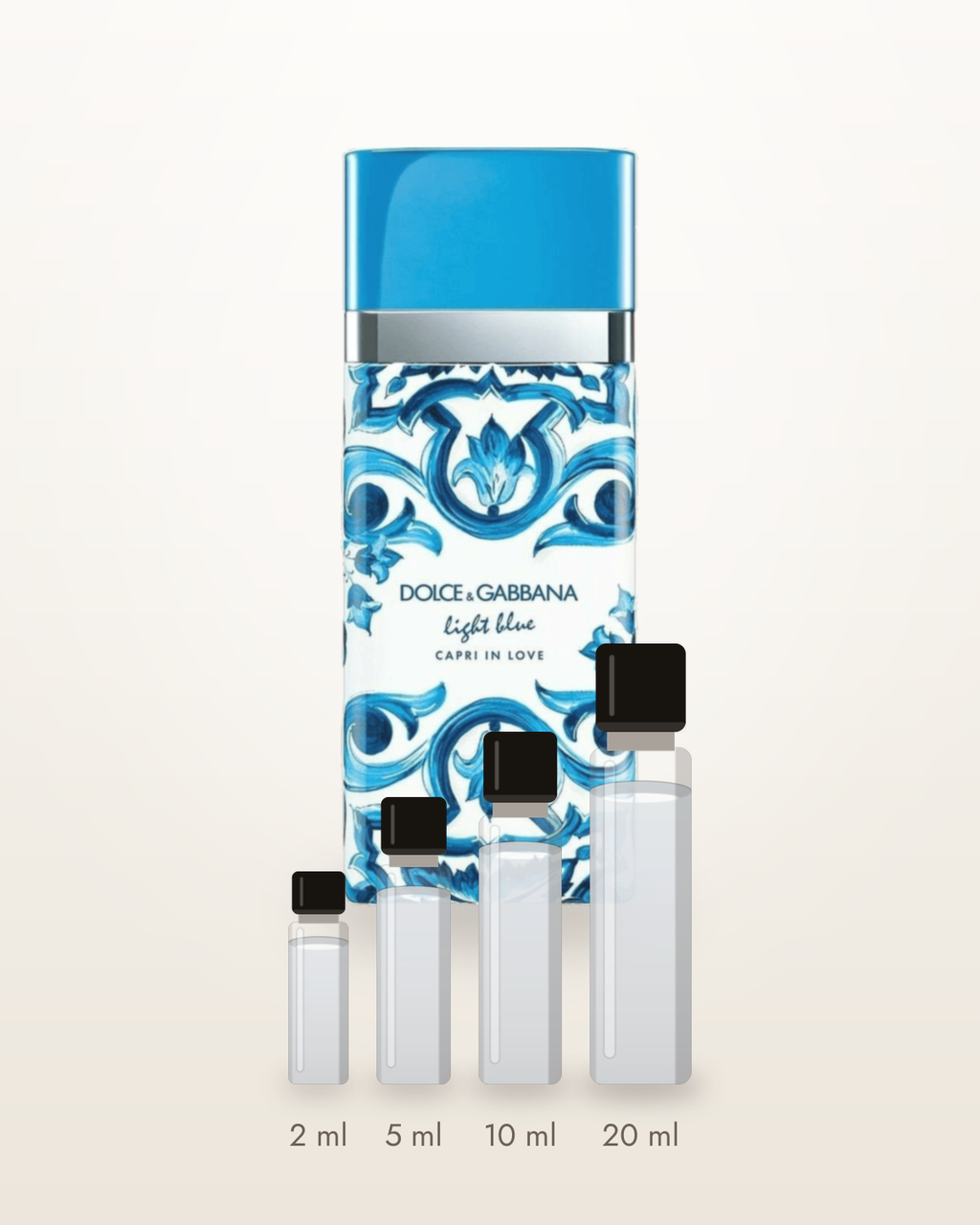 Dolce & Gabbana Light Blue Capri In Love – Abfüllungen in 2, 5, 10 und 20 ml vor dem Flakon