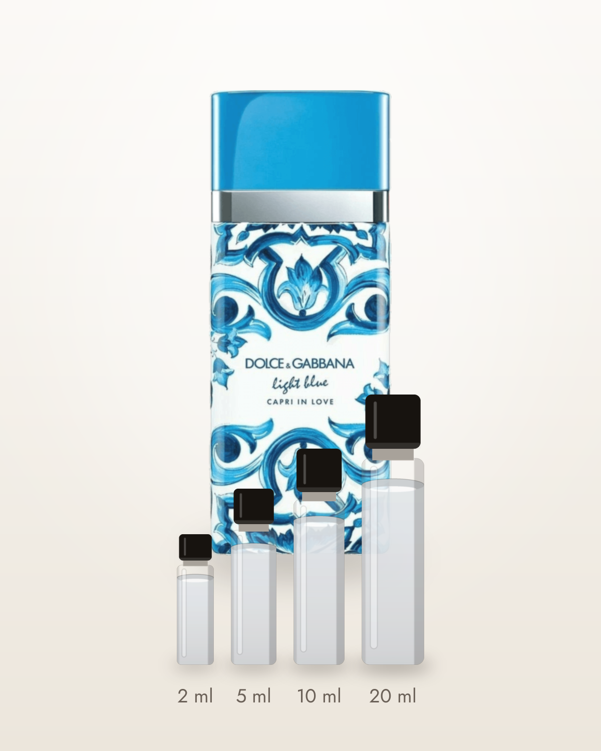 Dolce & Gabbana Light Blue Capri In Love – Abfüllungen in 2, 5, 10 und 20 ml vor dem Flakon