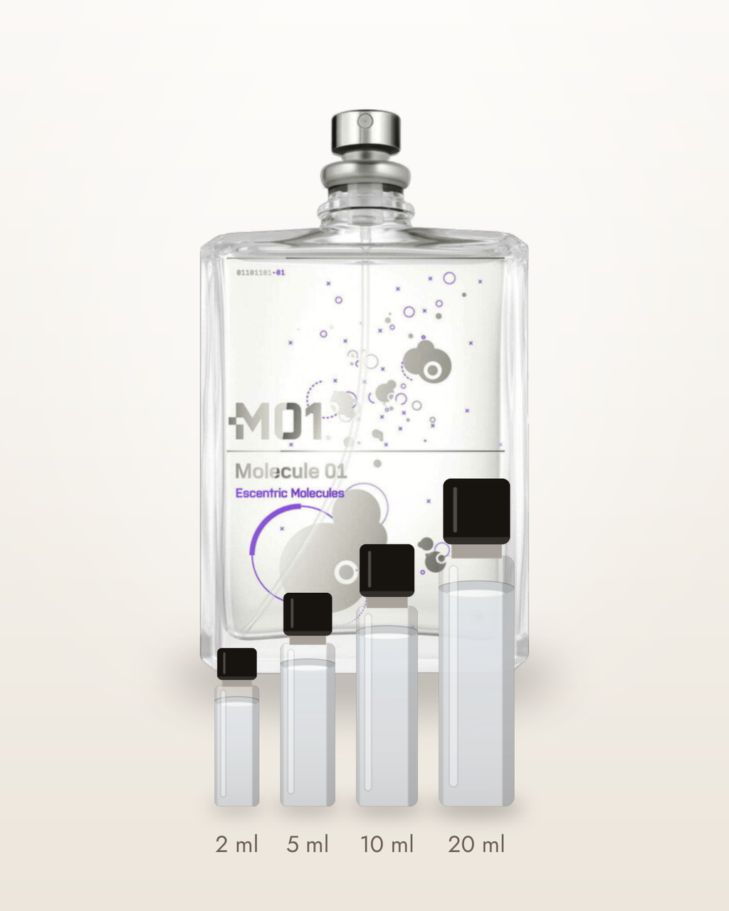 Escentric Molecules Molecule 01 – Abfüllungen in 2, 5, 10 und 20 ml vor dem Originalflakon