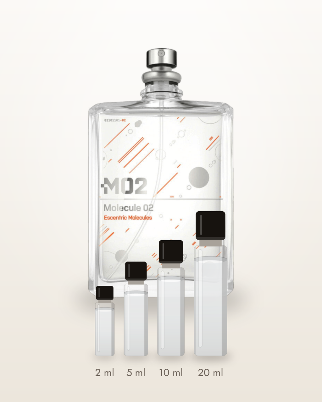 Escentric Molecules Molecule 02 – Abfüllungen in 2, 5, 10 und 20 ml vor dem Originalflakon