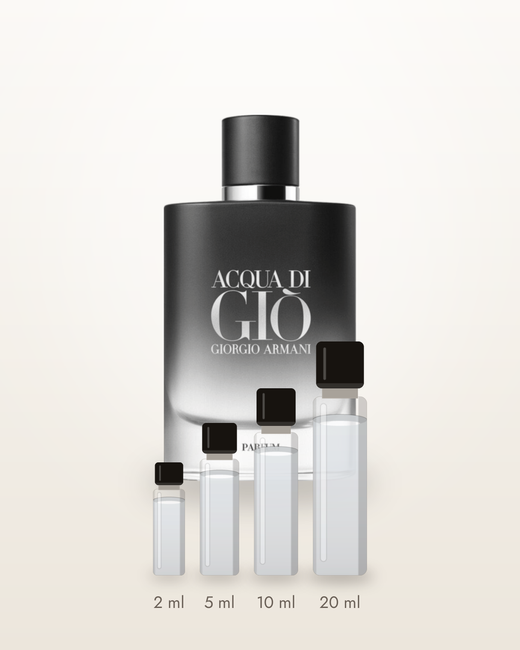 Giorgio Armani Acqua di Giò Parfum – Abfüllungen in 2, 5, 10 und 20 ml vor dem Originalflakon