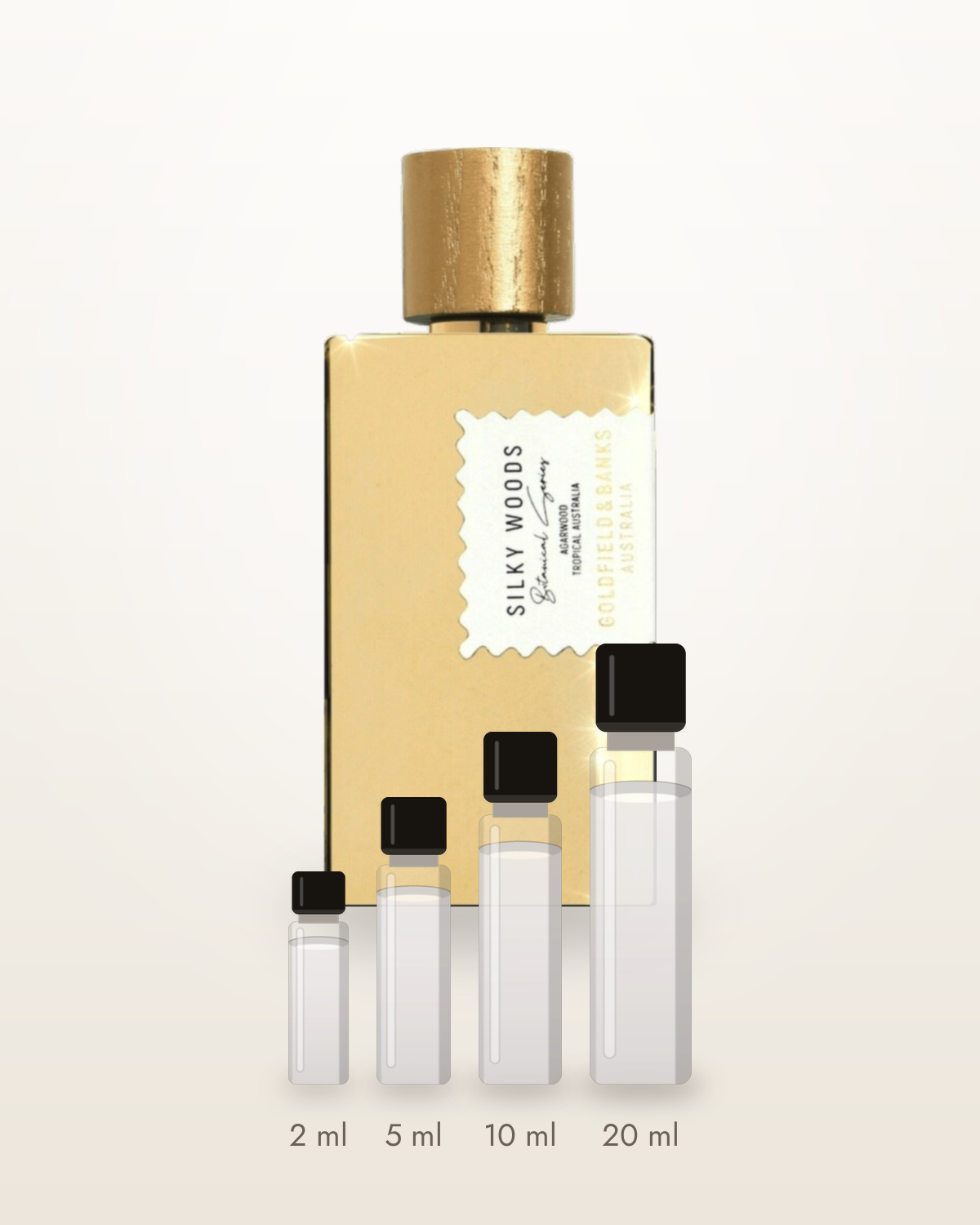 Goldfield & Banks Silky Woods – Abfüllungen in 2, 5, 10 und 20 ml vor dem Originalflakon