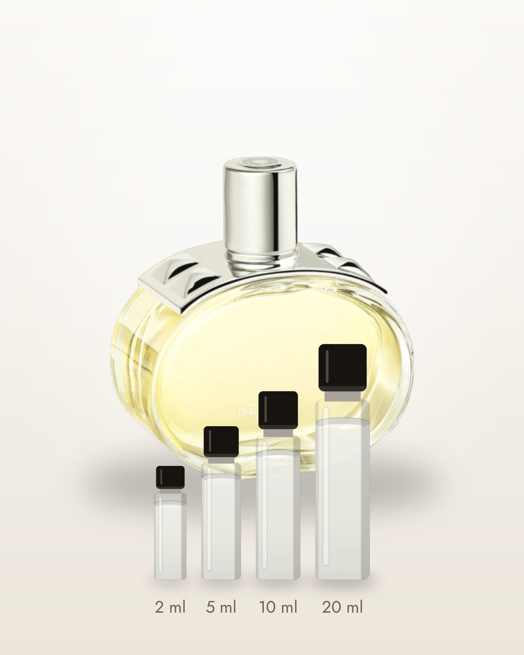 Hermès Barénia – Abfüllungen in 2, 5, 10 und 20 ml vor dem Flakon