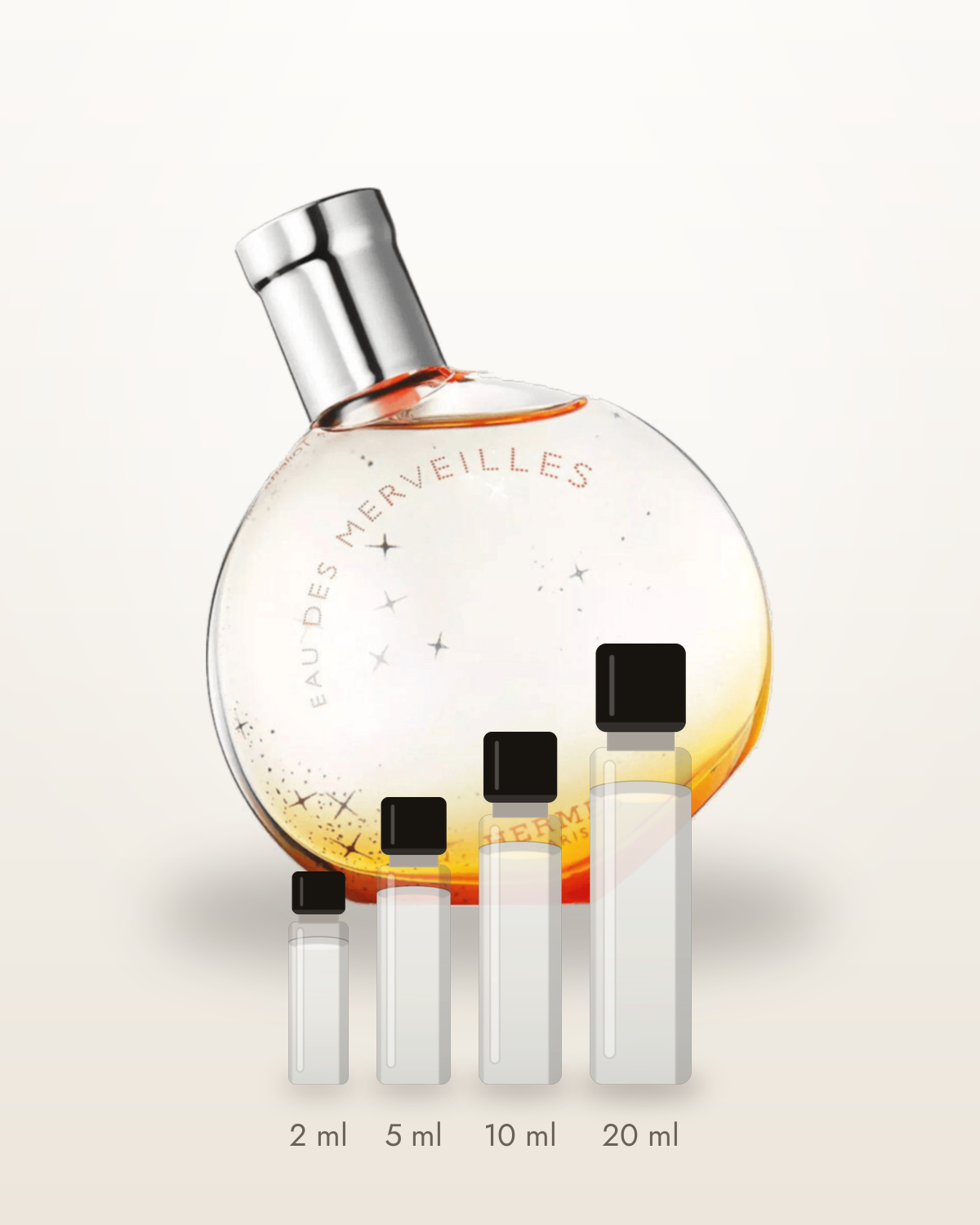 Hermès Eau des Merveilles – Abfüllungen in 2, 5, 10 und 20 ml vor dem Flakon