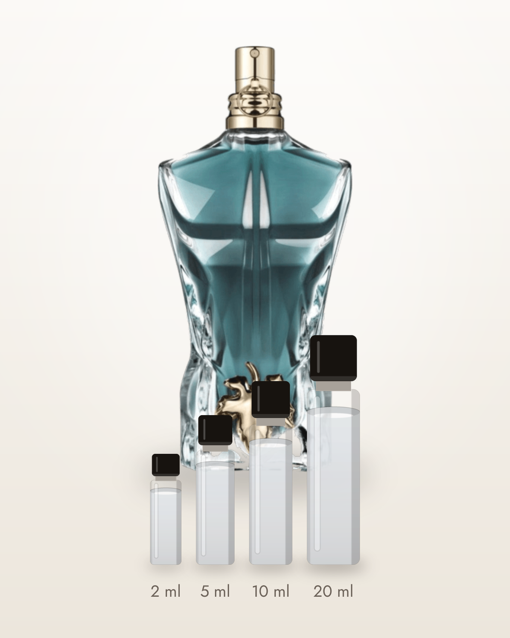 Jean Paul Gaultier Le Beau – Abfüllungen in 2, 5, 10 und 20 ml vor dem Originalflakon