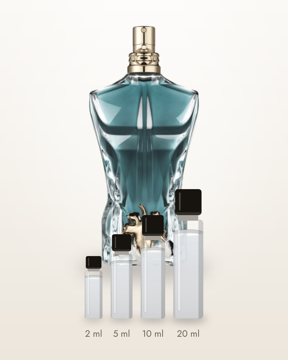 Jean Paul Gaultier Le Beau – Abfüllungen in 2, 5, 10 und 20 ml vor dem Originalflakon