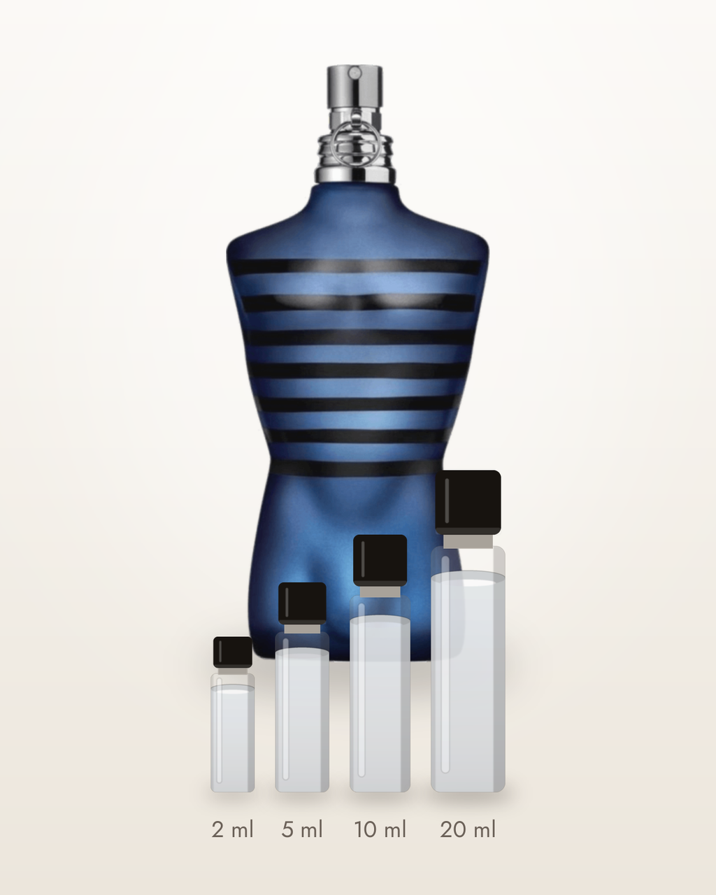 Jean Paul Gaultier Ultra Mâle – Abfüllungen in 2, 5, 10 und 20 ml vor dem Originalflakon