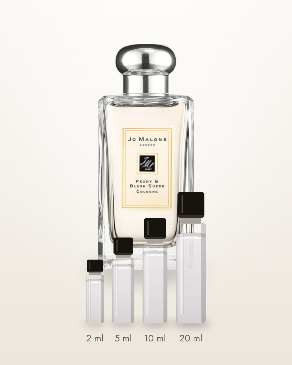 Jo Malone Peony & Blush Suede – Abfüllungen in 2, 5, 10 und 20 ml vor dem Flakon
