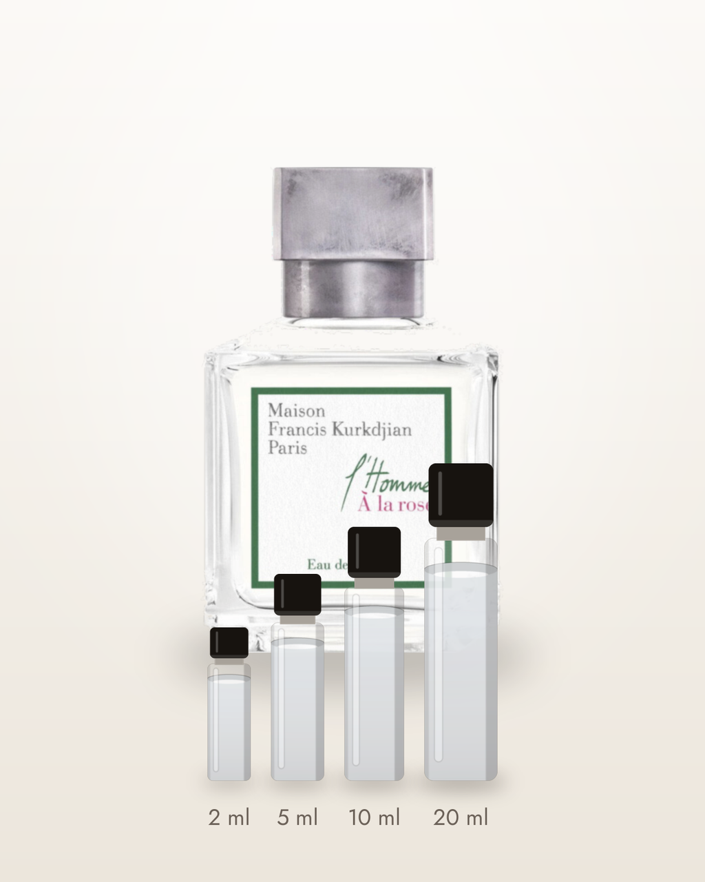 Maison Francis Kurkdjian L'Homme a la Rose – Abfüllungen in 2, 5, 10 und 20 ml vor dem Originalflakon