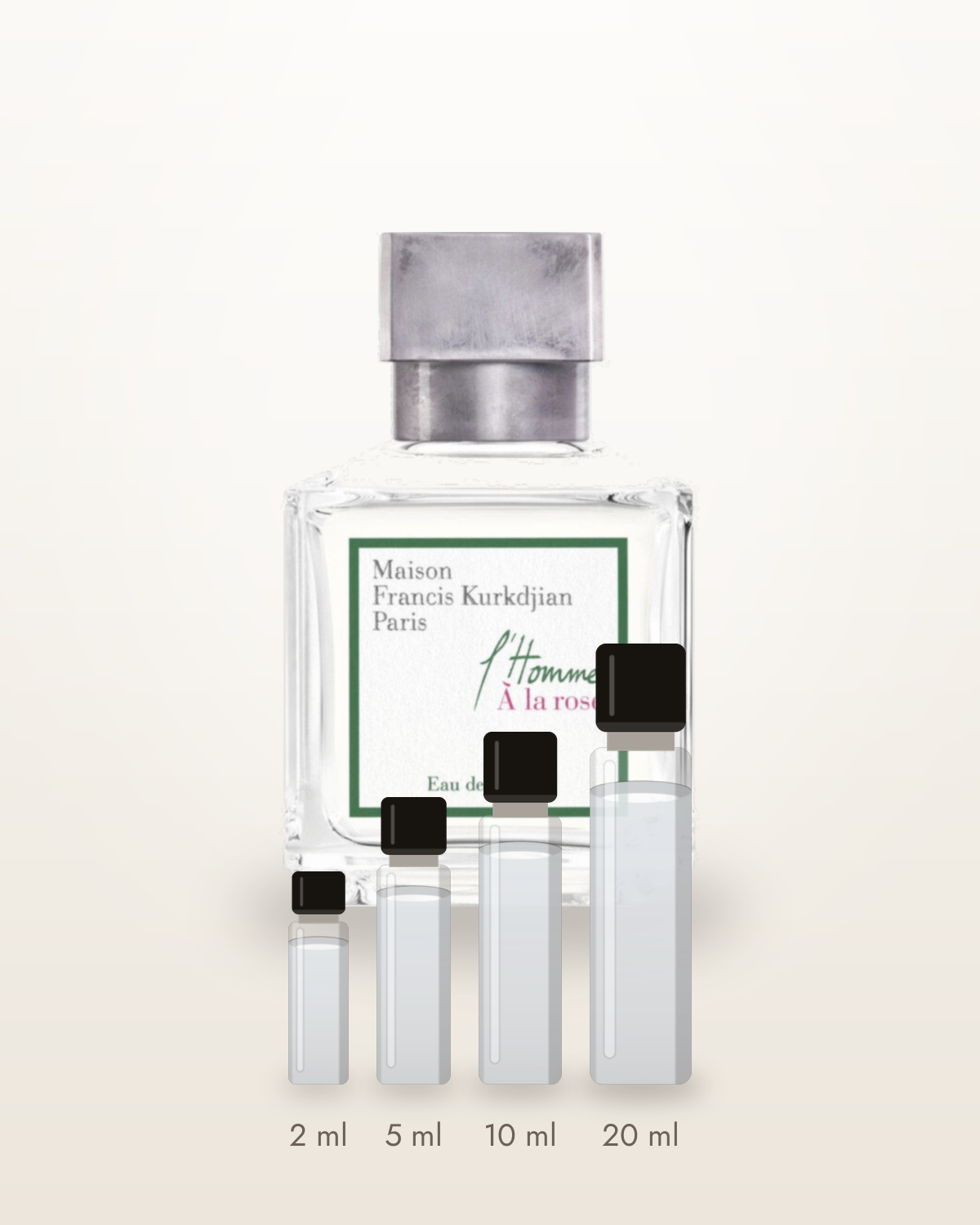 Maison Francis Kurkdjian L'Homme a la Rose – Abfüllungen in 2, 5, 10 und 20 ml vor dem Originalflakon