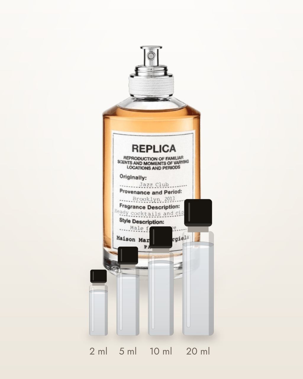 Maison Margiela Jazz Club – Abfüllungen in 2, 5, 10 und 20 ml vor dem Originalflakon