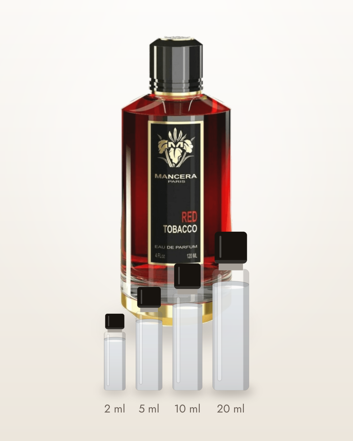 Mancera Red Tobacco – Abfüllungen in 2, 5, 10 und 20 ml vor dem Flakon