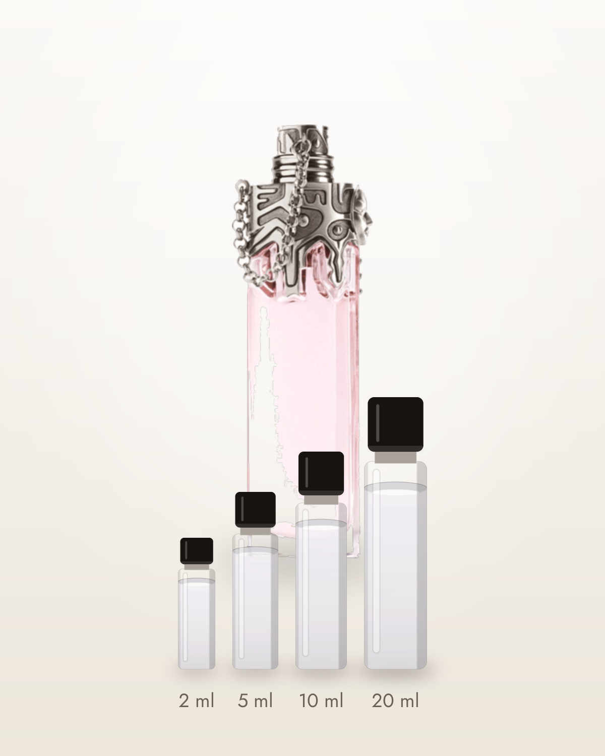 Mugler Womanity – Abfüllungen in 2, 5, 10 und 20 ml vor dem Flakon