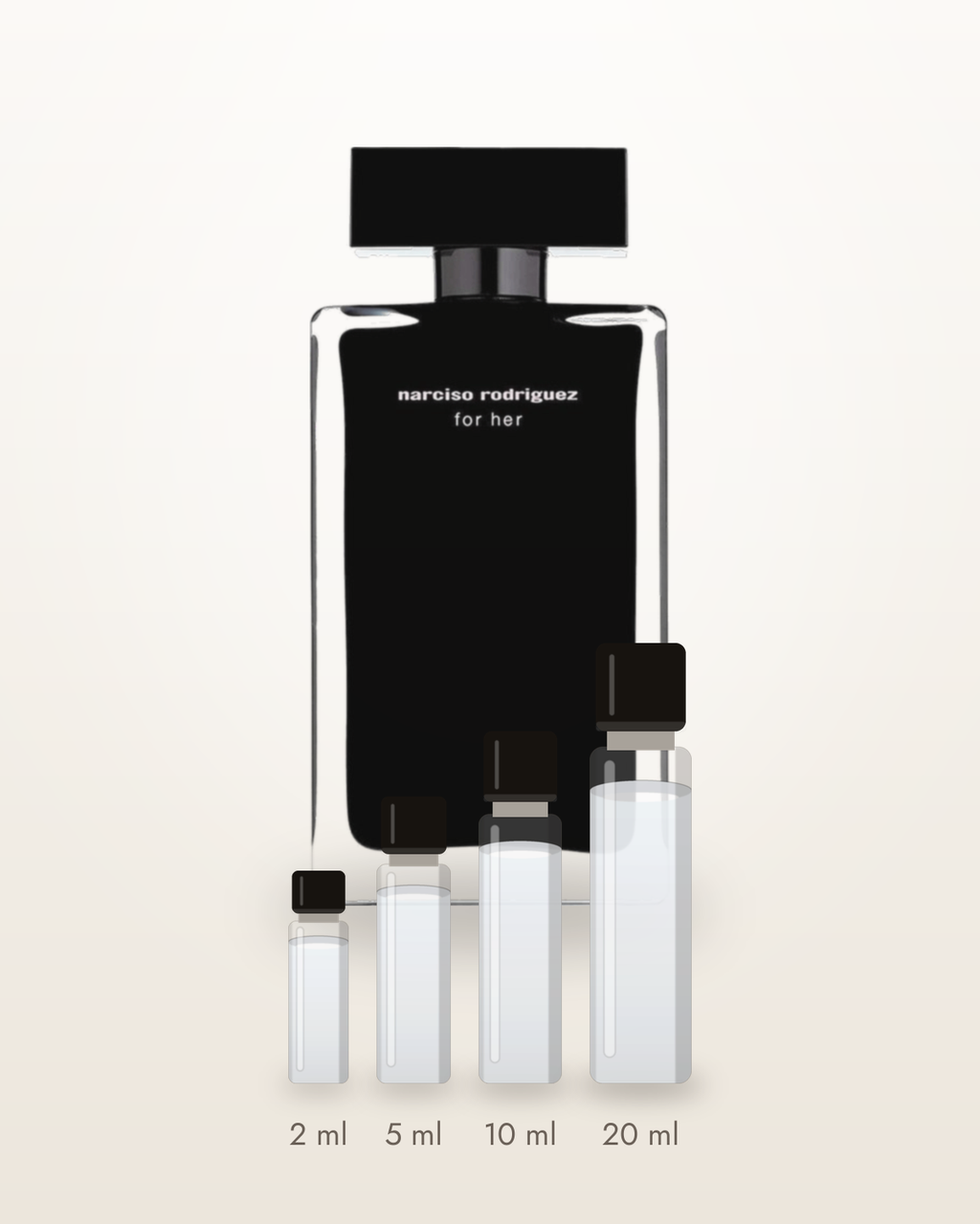Narciso Rodriguez For Her – Abfüllungen in 2, 5, 10 und 20 ml vor dem Flakon