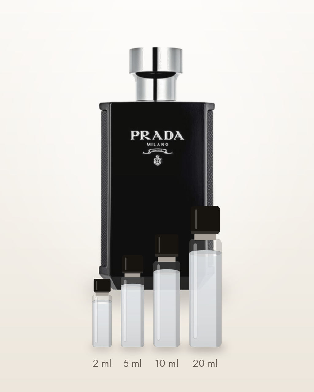 Prada L'Homme Intense – Abfüllungen in 2, 5, 10 und 20 ml vor dem Flakon