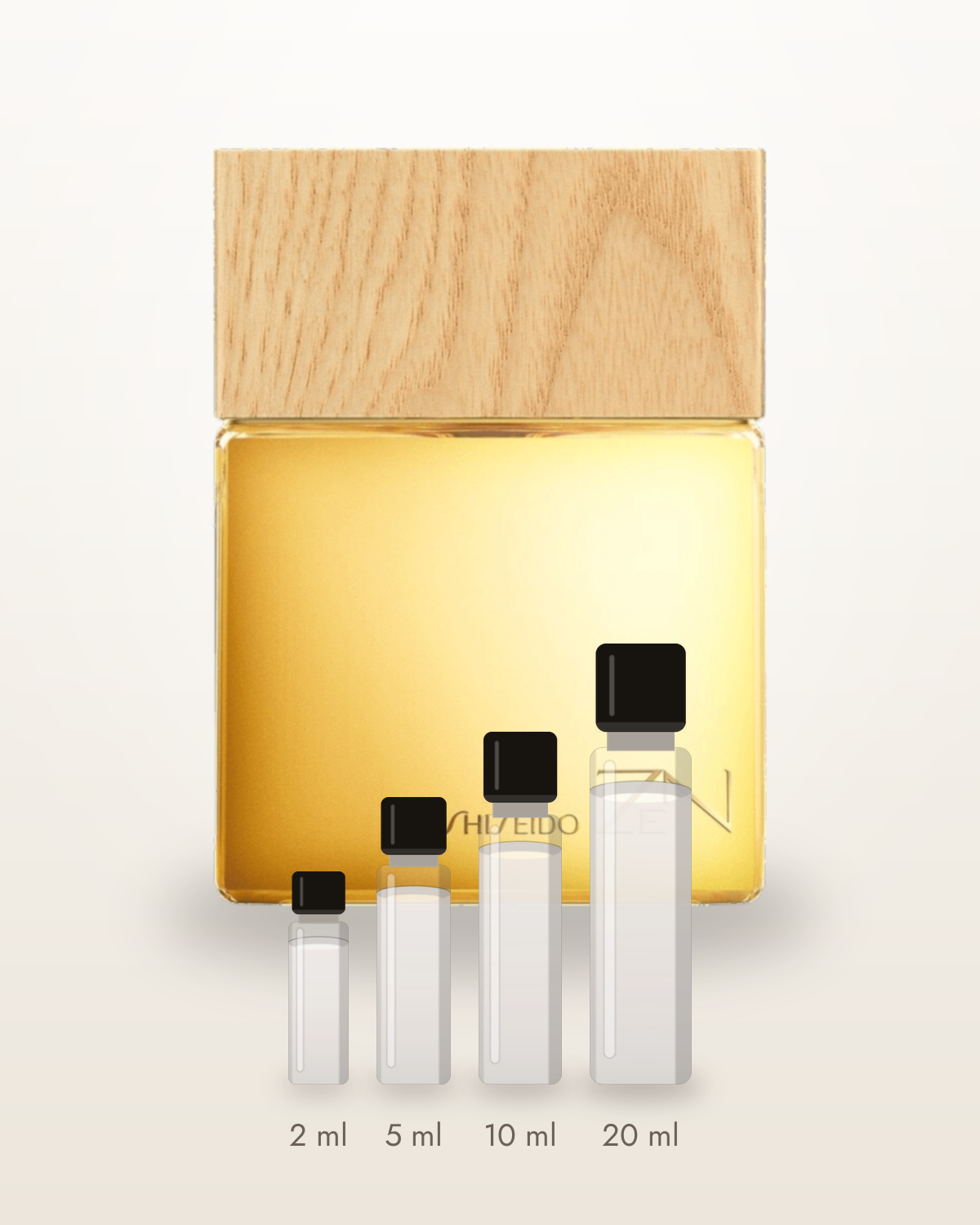 Shiseido Zen – Abfüllungen in 2, 5, 10 und 20 ml vor dem Flakon