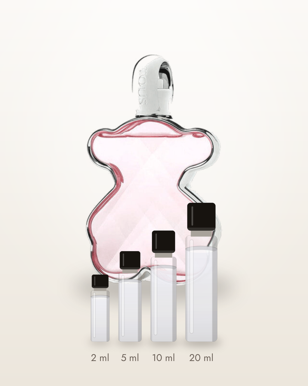 Tous LoveMe – Abfüllungen in 2, 5, 10 und 20 ml vor dem Flakon