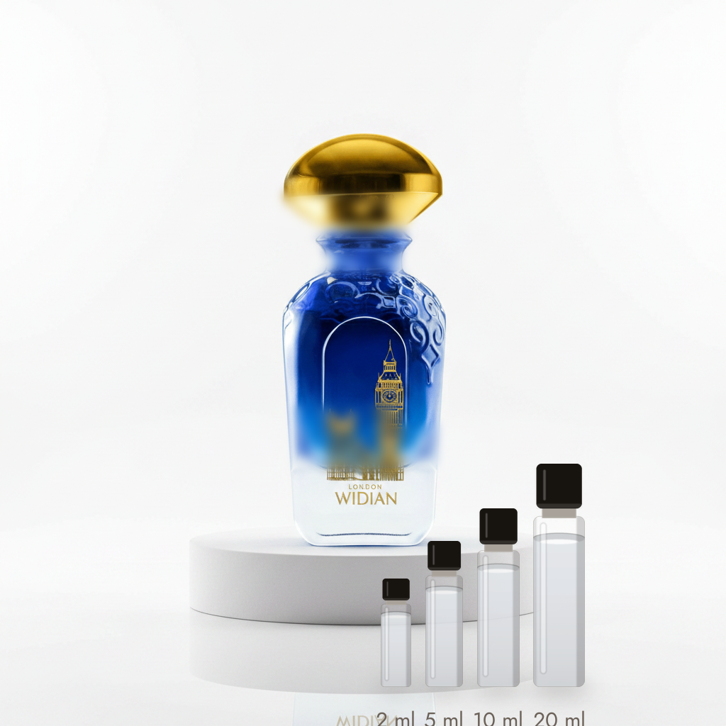 Widian London – Abfüllungen in 2, 5, 10 und 20 ml vor dem Flakon