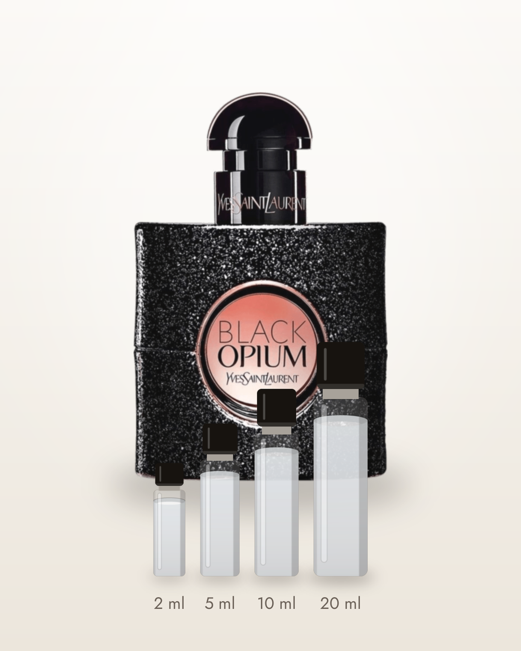 Yves Saint Laurent Black Opium – Abfüllungen in 2, 5, 10 und 20 ml vor dem Flakon