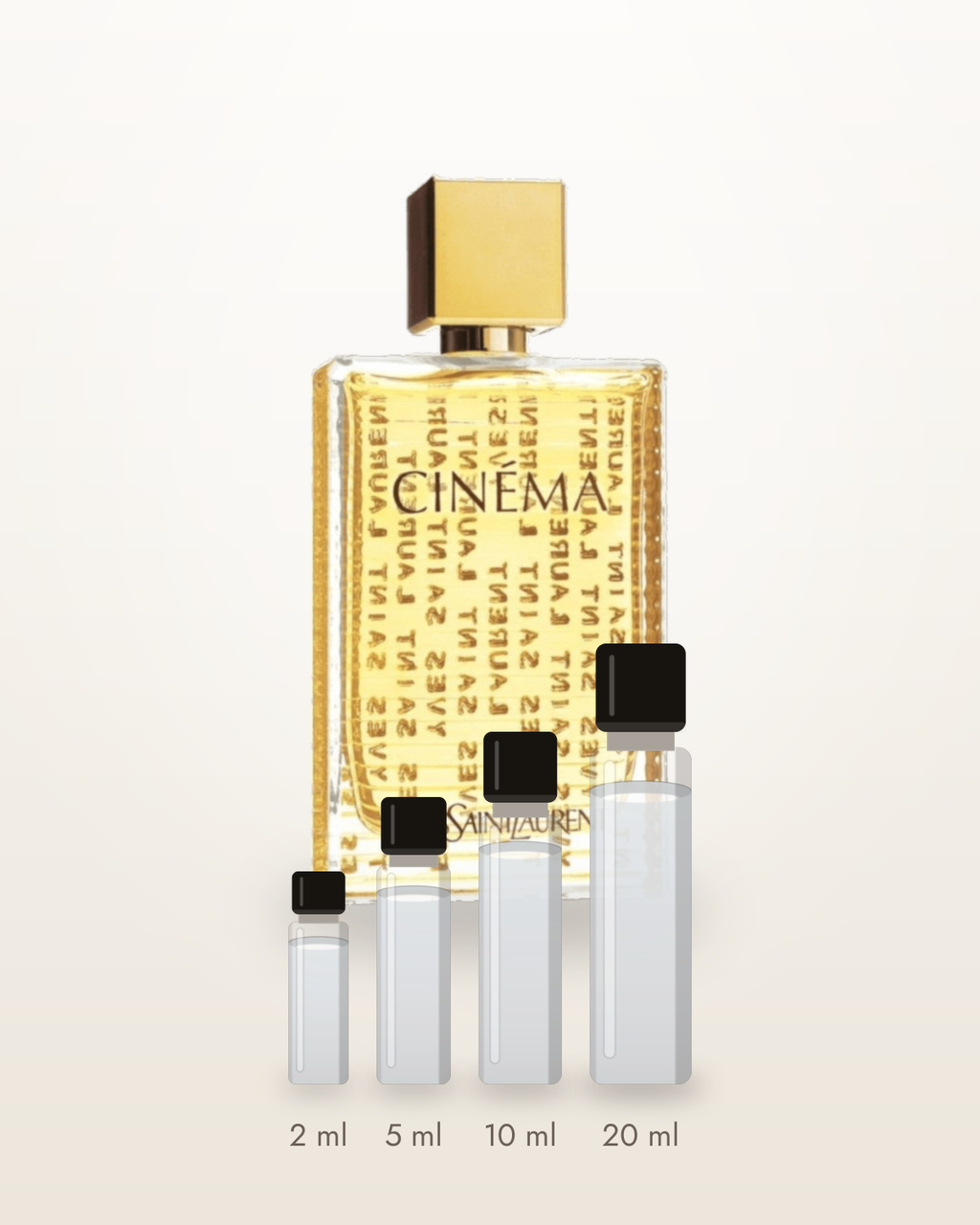 Yves Saint Laurent Cinéma – Abfüllungen in 2, 5, 10 und 20 ml vor dem Flakon